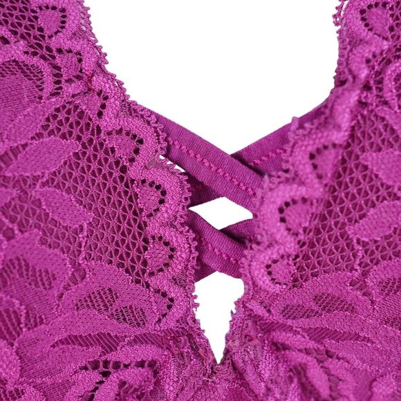 Torrid Curves XO 40DD Lace Underwire Bra In Plum Purple With Floral Design & Cri - Picture 2 of 7